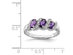 Ladies 3/5 Carat (ctw) Three Stone Amethyst Ring in Sterling Silver - 8