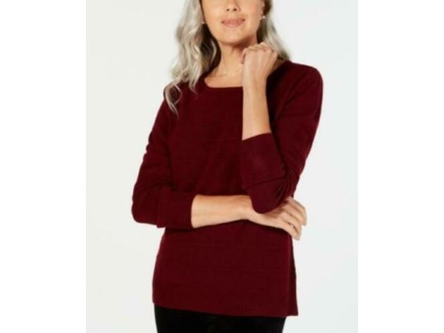 Karen Scott Women's Textured-Stripe Sweater Red Size Large