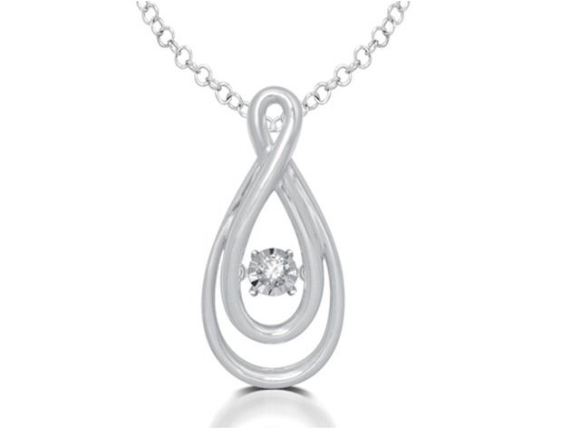 Glittering Stars Dancing Diamond Pendant Necklace in Sterling Silver with chain
