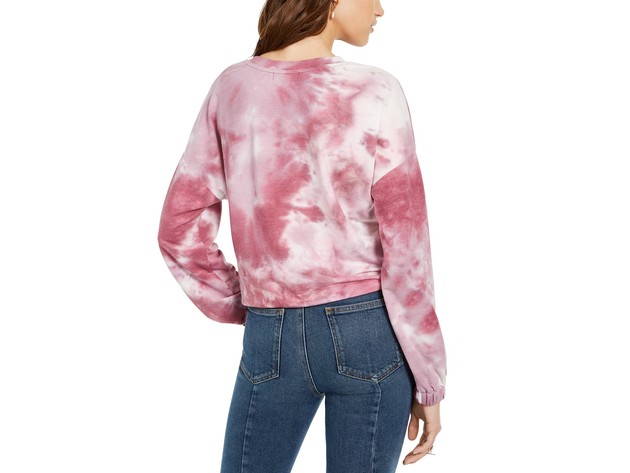 Hooked Up By IOT Juniors' Tie Dye Sweatshirt Pink Size Large