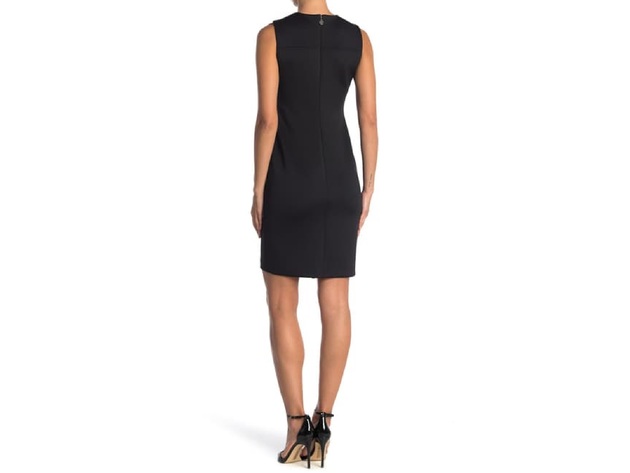 Tommy Hilfiger Women's Colorblock Asymmetrical Button Scuba Dress Black Size 10