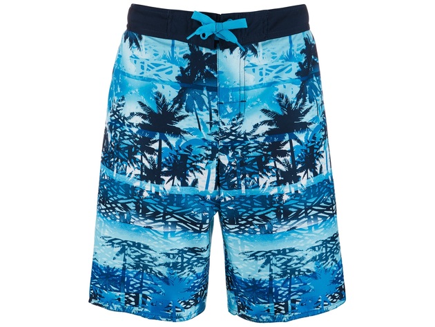 Laguna Big Boys Palm Tree Printed Swim Trunks Blue Size Large (14-16)