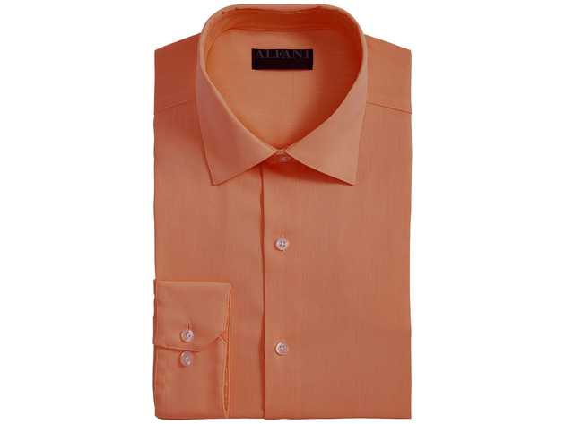 Alfani Men's Bedford Cord Classic/Regular Fit Dress Shirt Orange Size 36-37  | StackSocial