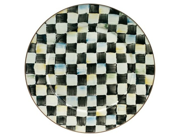 MacKenzie-Childs Courtly Check Enamel Serving Platter 16" dia.