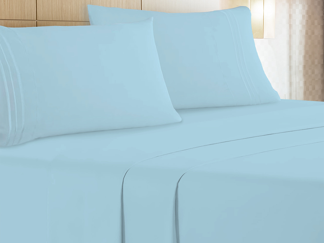 The Luxe 4-Piece Microfiber Bed Sheet Set (Blue/Queen)