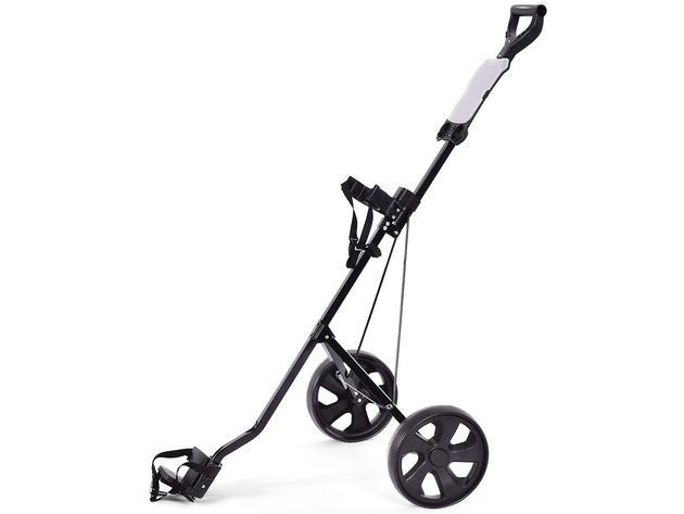 Costway Folding 2 Wheel Push Pull Golf Club Cart Trolley Swivel w/Scoreboard Lightweight - Black