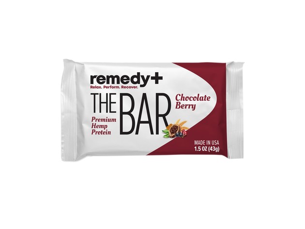 Remedy+ The Bar 7g Premium Hemp Protein Bar - Chocolate Berry, 12 Bars (1.5 Oz Bar)