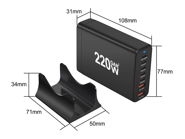 220W GaN USB-C 7-Port Charging Station