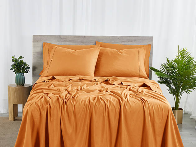 Bamboo 2000 Count 6-Piece Sheet Set with SnugGrip (Orange/King)