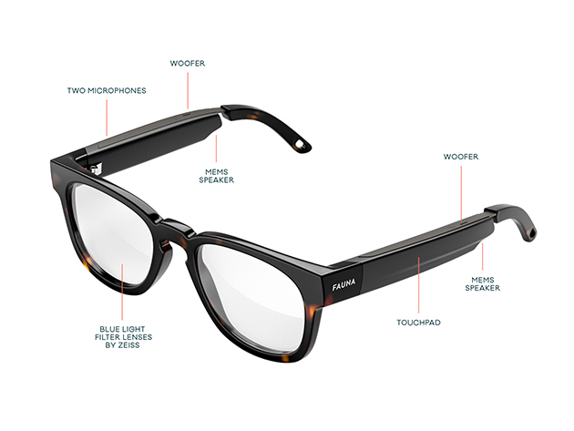 FAUNA Lentes inteligentes de Diseñador Bluetooth con lentes de Filtro de Luz Azul (Unisex Memor Havana)