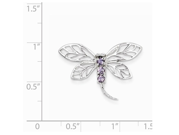 1/6 Carat (ctw) Natural Amethyst Dragonfly Pendant Necklace in Sterling Silver with Chain