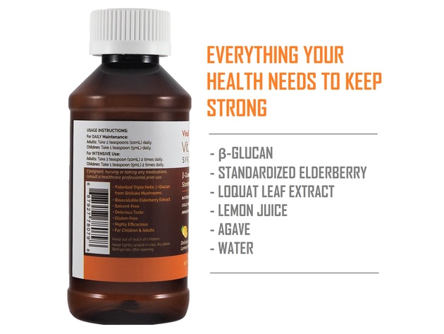 VitaBounty VitaImmune Syrup β-Glucan + Standardized Eldelberry Lemon Flavor Dietary Supplement 100 mL (3.4 Fl Oz)