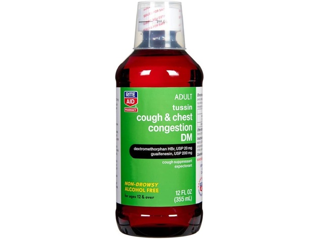 Rite Aid Tussin Cough Medicine and Decongestant DM, Cough Suppressant For Adults, Non Drowsy, 12 Ounce