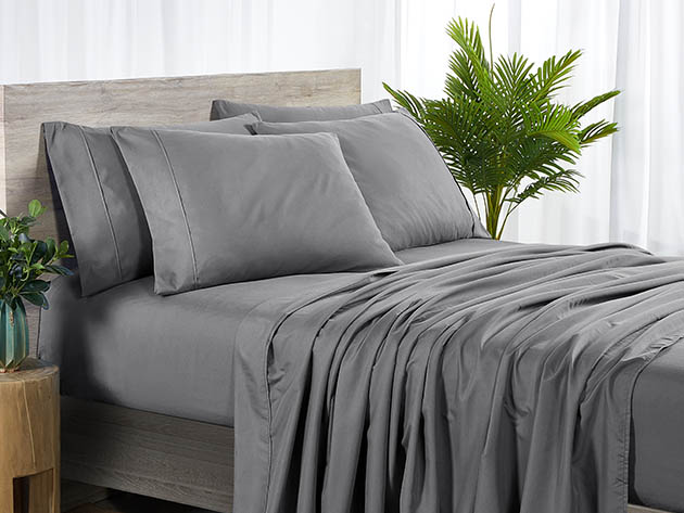 Bamboo 2000 Count 6-Piece Sheet Set with SnugGrip (Gray/King)