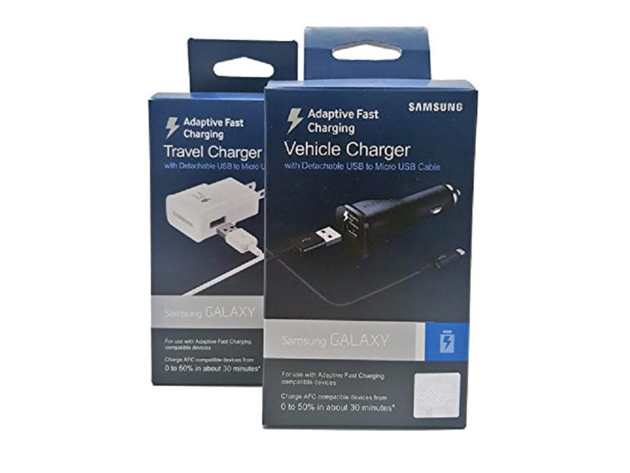 Samsung Adaptive Fast Charging USB Car Charger & Travel Charger - (Retail Packing) AFC Technology - 2 Pack