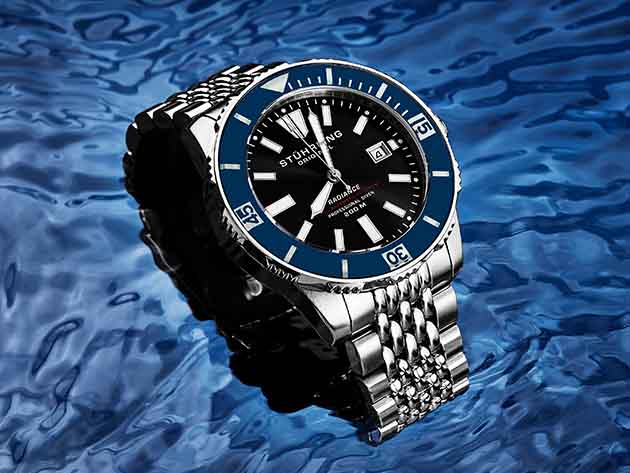Stührling Radiance Swiss Automatic 43mm Dive Watch (Blue Dial/Black Bezel)