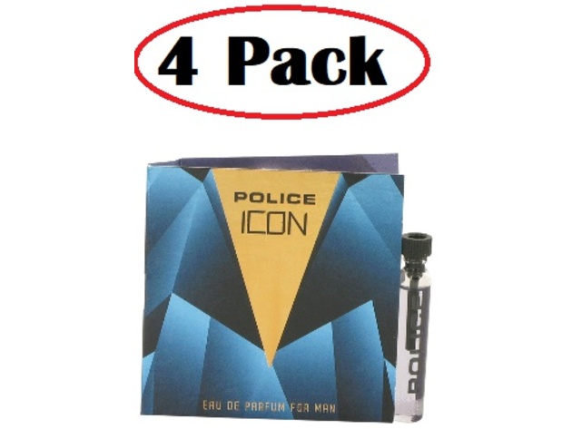 4 Pack of Police Icon by Police Colognes Vial (sample) .07 oz