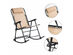 Costway Folding Rocking Chair Porch Patio Indoor Foldable Rocker Seat With Headrest Brown