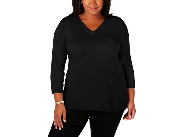Karen Scott Women's Petite V-Neck Ribbed Pullover Sweater Size Medium ...