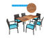 Costway 7 Piece Patio Rattan Dining Chair Table Set W/ Cushion Umbrella Hole Red\\Navy - Turquoise