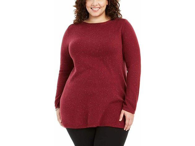 plus size red tunic sweater