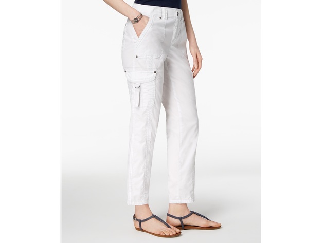 Style & Co Women's Topstitched Pants Bright White Size 16