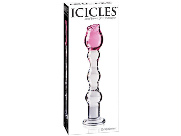 Icicles No. 12- Glass Dong W/Flwr On Top