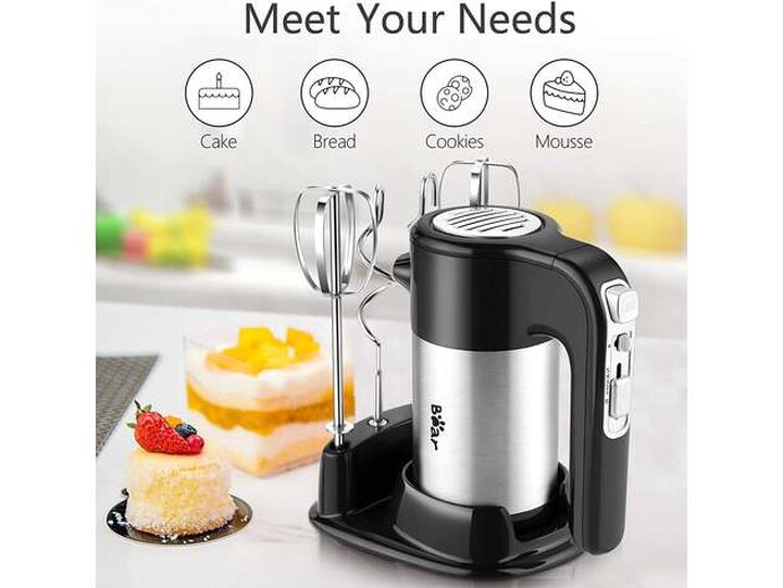 300W Electric Kitchen Handheld Mixer with Turbo Boost Automatic Speed Eject  Button Hand Mixer for Making