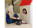 Costway Kids Cottage Playhouse Foldable Plastic Play House Indoor Outdoor Toy Portable - Beige + Red + Blue