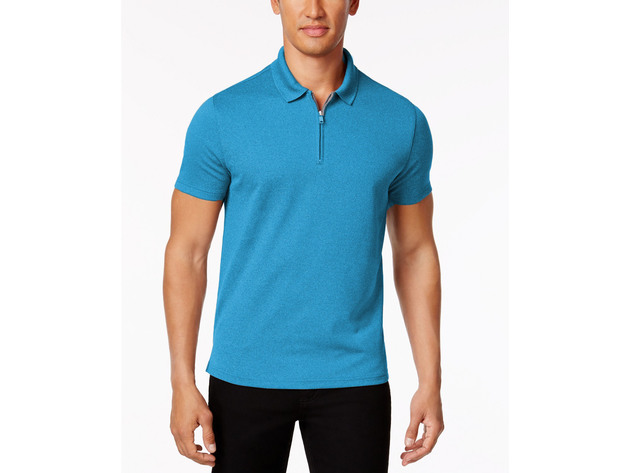 Alfani Men's Ottoman Zip Polo Liminous Blue Size Extra Large