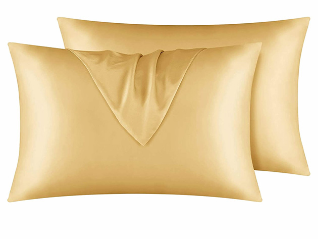 gold satin pillows