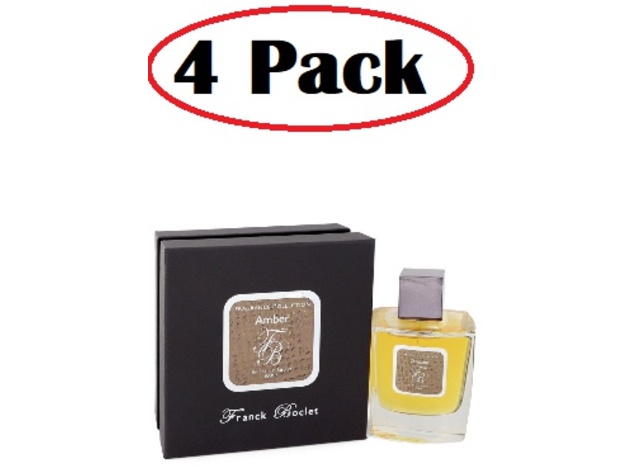 4 Pack of Franck Boclet Amber by Franck Boclet Eau De Parfum Spray (Unisex) 3.4 oz