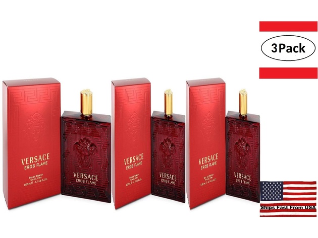 3 Pack Versace Eros Flame by Versace Eau De Parfum Spray 6.7 oz for Men