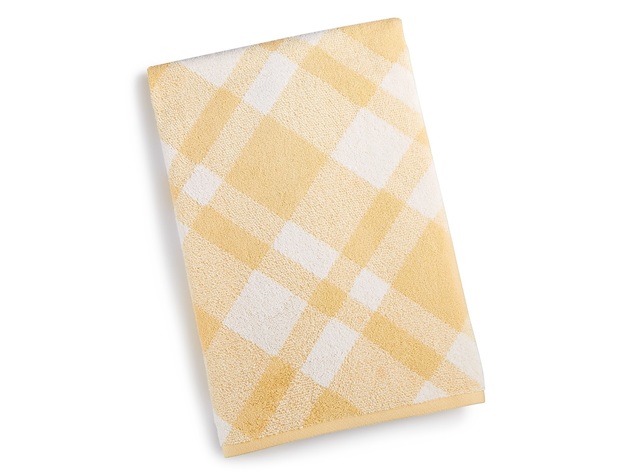 Charter Club Plaid Pattern Cotton Bath Towel, Size: 56 x 30 inches, 100% Cotton, Pale Daffodil