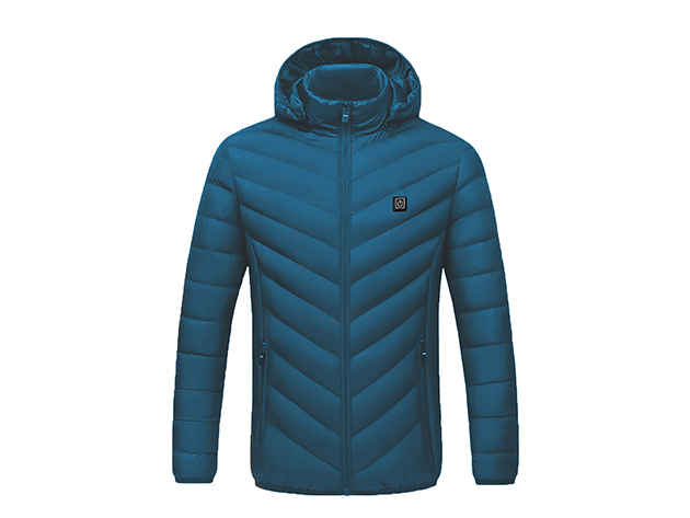 CALDO-X Heated Jacket with Detachable Hood (Denim/Medium, Requires Power Bank)