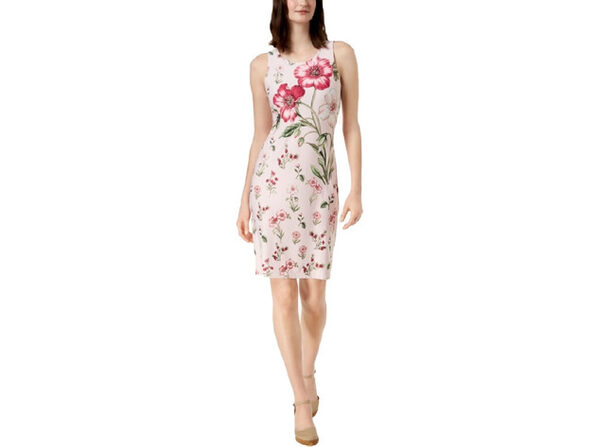 Charter Club Women's Print Sheath Dress Misty Pink Combo Size Extra Large