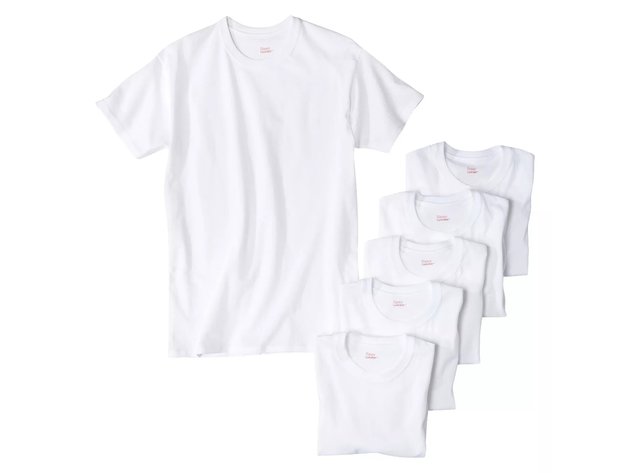 Hanes Men's Crew Neck T-Shirt with Fresh IQ and Short Sleeve, Large, White, 6 Pack