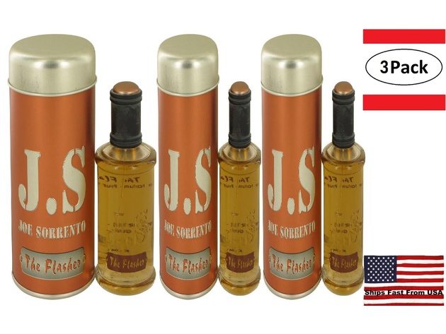 3 Pack Joe Sorrento The Flasher by Joe Sorrento Eau De Parfum Spray 3.3 oz for Men