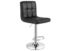 Costway Adjustable Swivel Bar Stool Counter Height Bar Chair PU Leather w/ Back - Black