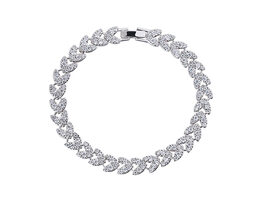 Heart Tennis Bracelet with White Diamond Cubic Zirconia