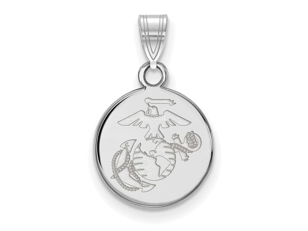 10k White Gold Small U.S. Marine Corps Disc Pendant