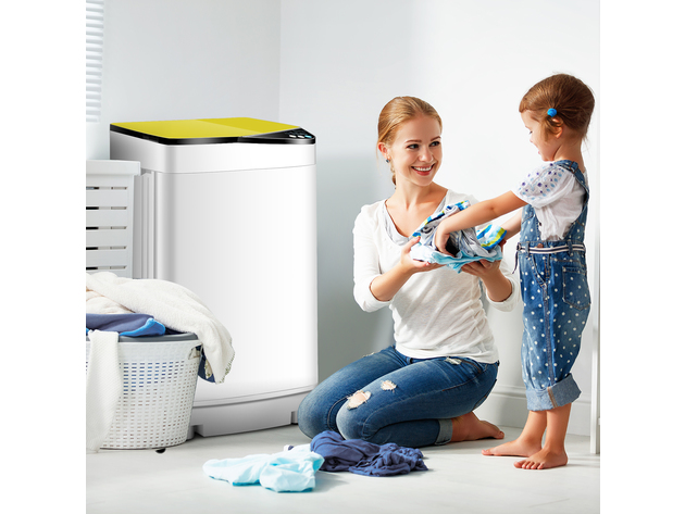 Full-Automatic Washing Machine 7.7 lbs Washer/Spinner Germicidal UV Light Yellow - White and Yellow