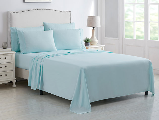 Kathy Ireland 6-Piece Brushed Microfiber Sheet Set (Light Blue/Queen)