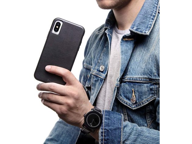 Case-Mate Apple iPhone XR Barely There Leather Case, Simplicity and Style, Smooth Black