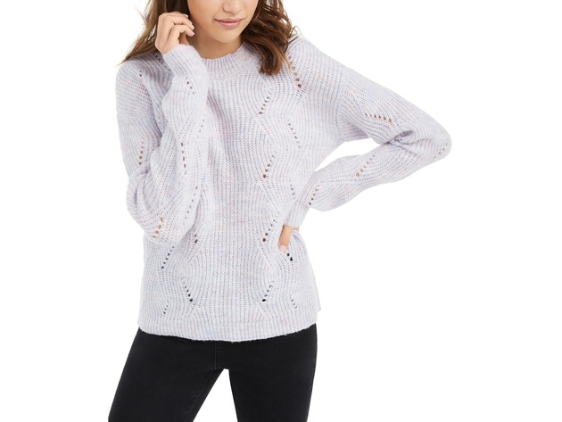 Hippie Rose Women's Juniors' Marled Mock-Neck Sweater Purple Size Medium