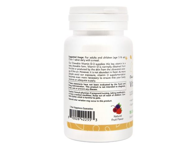 LuckyVitamin - Vitamin D3 Fruit Flavored 1000 IU - 180 Chewable Tablets
