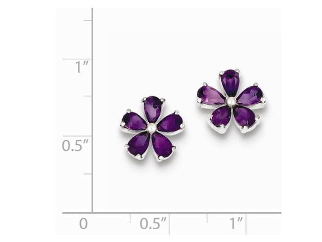 Amethyst Flower Earrings in Sterling Silver