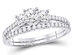 1.00 Carat (ctw G-H, I1) Three Stone Diamond Engagement Ring Bridal Wedding Band Set 14K White Gold - 6