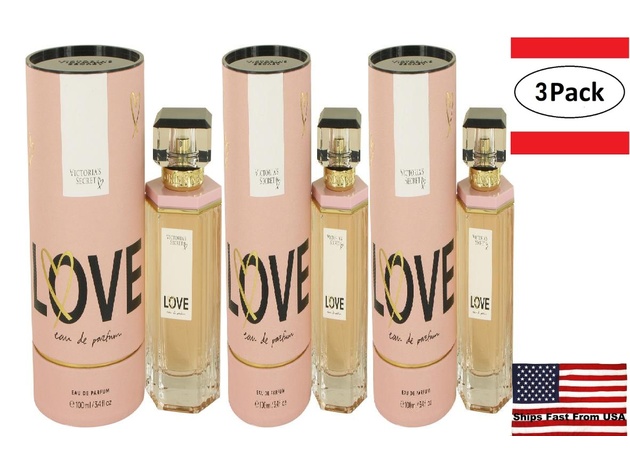 3 Pack Victoria's Secret Love by Victoria's Secret Eau De Parfum Spray 3.4 oz for Women