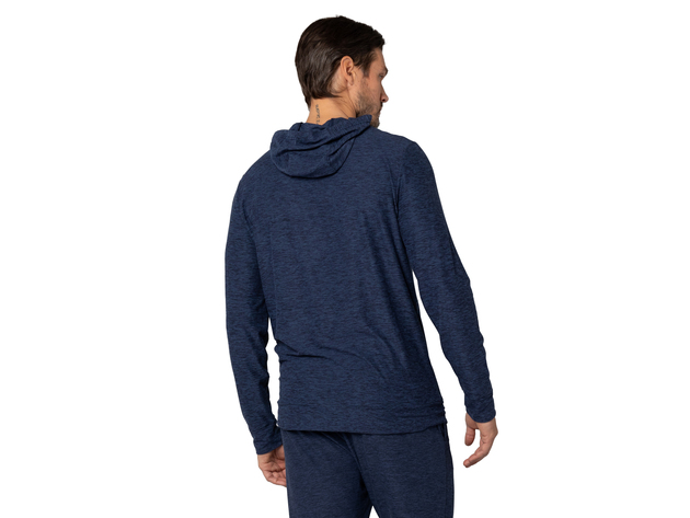 Men's Ultra-Soft Moss Jersey Long Sleeve Hoodie with Front Pockets - X-Large / Navy Heather